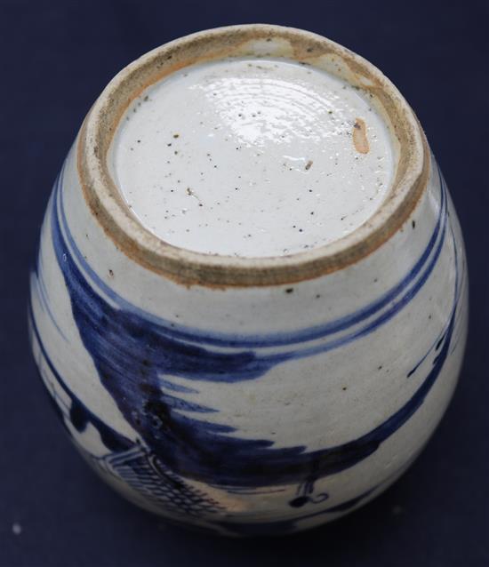 Blue and white landscape jar with Quinlong mark
